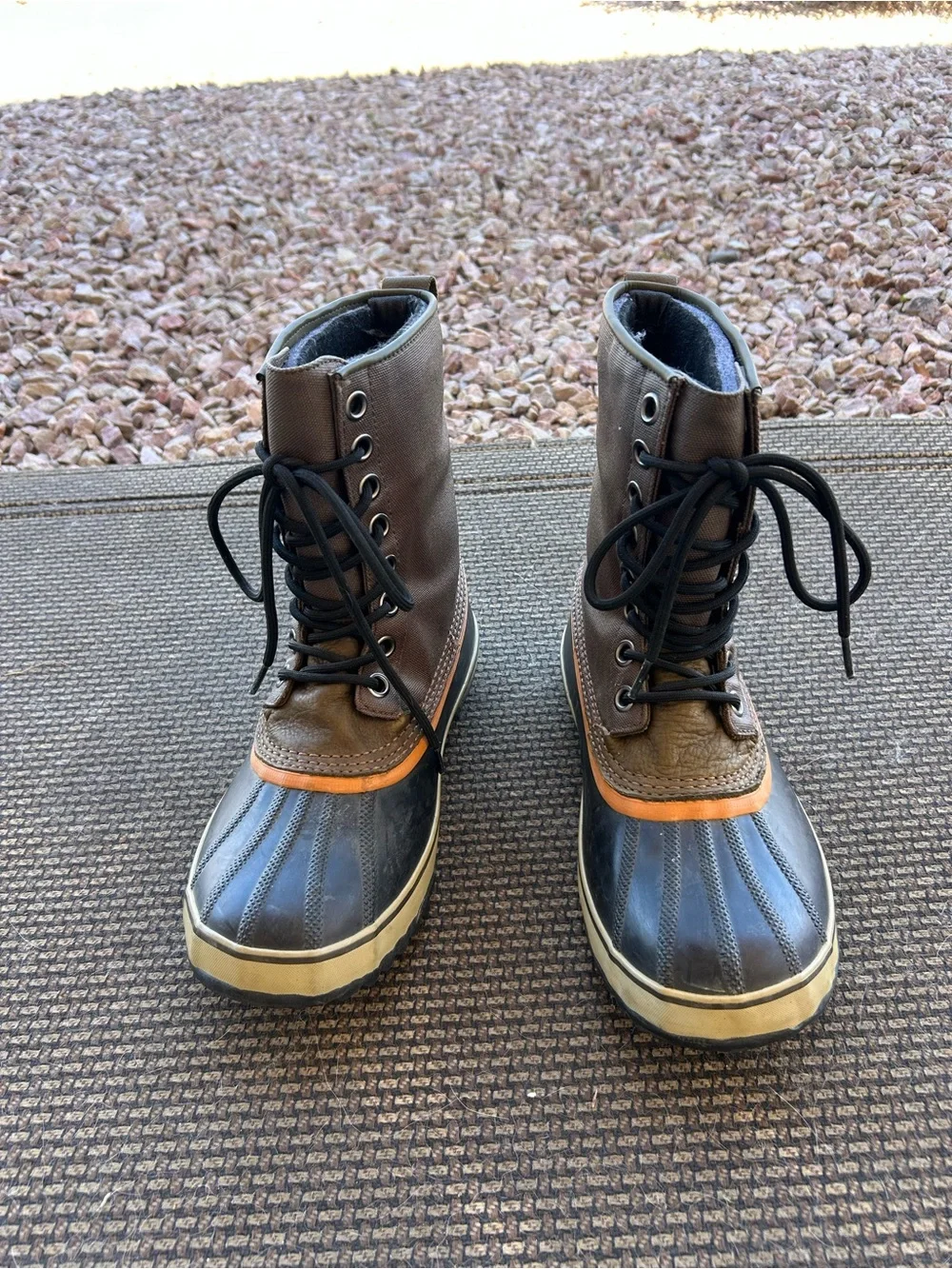 Men's Brown and Black Sorel Boots - Lace-Up Waterproof Outdoor Boots
